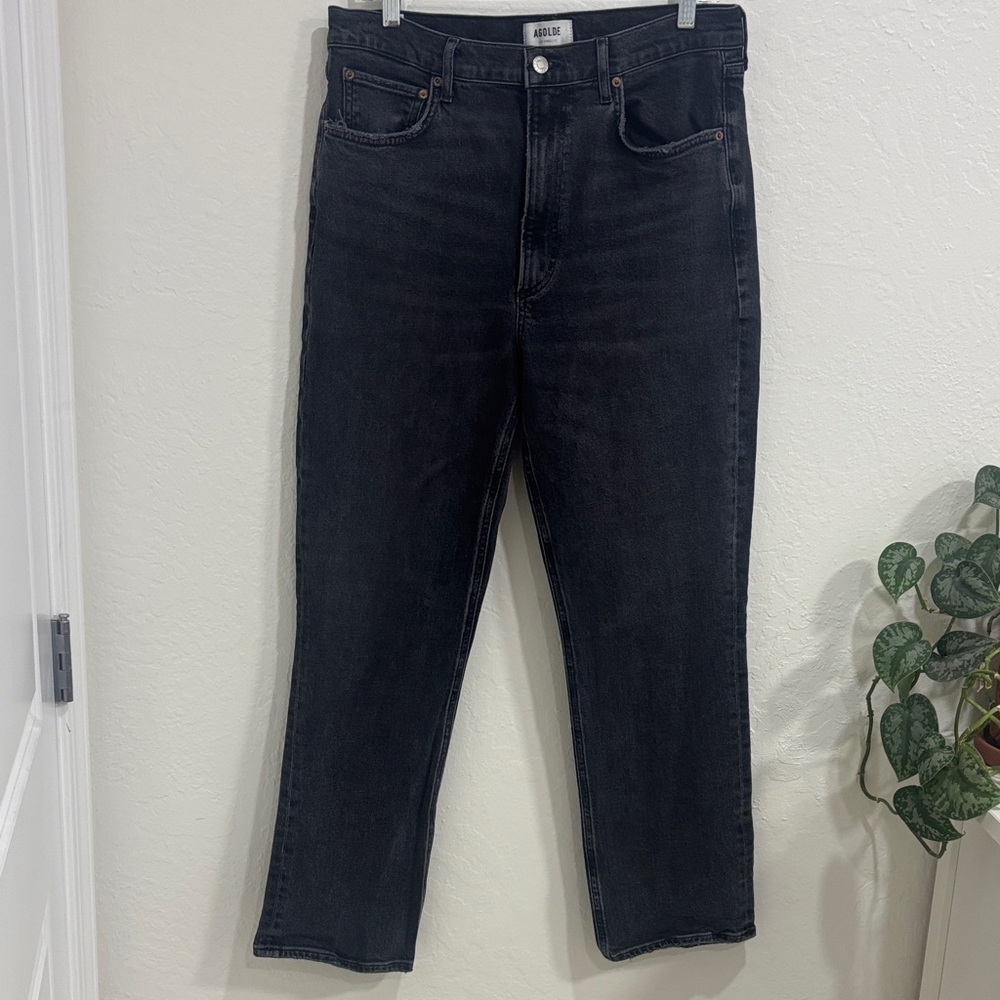 Agolde Washed Black High Rise Stovepipe Jeans